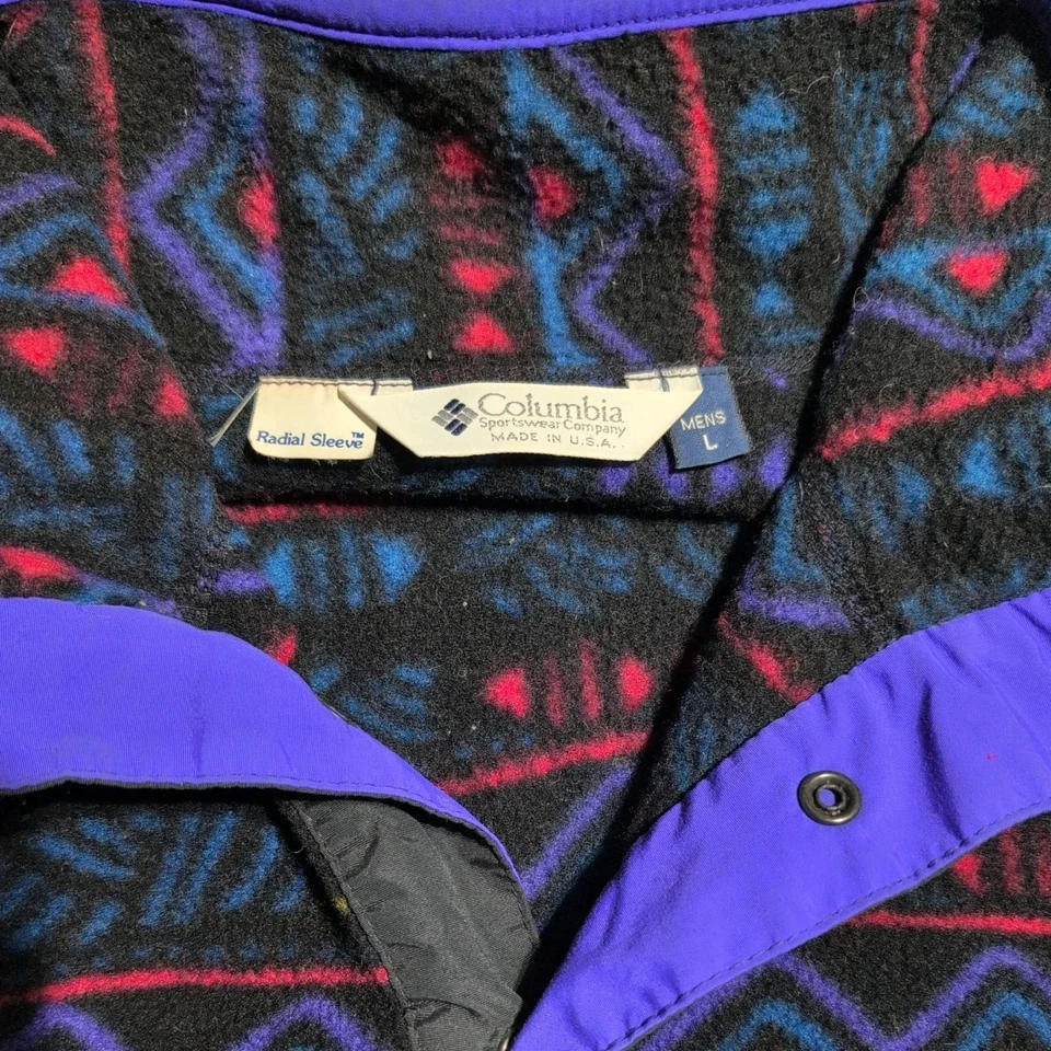 Suéter polar azteca Columbia Sportswear vintage años 90 botón a presión geométrico talla L Foto 4 de 4
