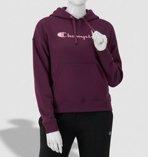 Champion Women's Purple Relaxed Logo Fleece Sweatshirt Hoodie Size L