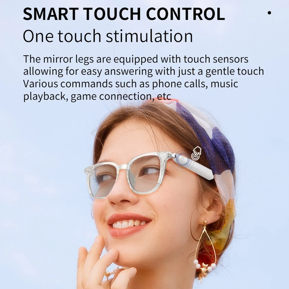 Bluetooth Smart Glasses with Speakers Sunglasses Eyewear Music Wireless Headset - Image 3 of 4