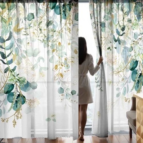 Золотисто-зеленые шторы 84 дюйма 52 дюйма ширина x 84 дюйма длина (упаковка из 2) зеленые занавески из эвкалипта - Изображение 3 из 4