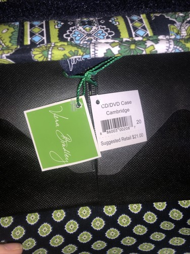 NWT Vintage Vera Bradley Cambridge 40 CD/DVD Disc Holder Bi-Fold Case Navy Green - Picture 7 of 7