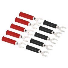 10 Pcs U Type Banana Plugs 4mm Fork Spade Wire Connector Adapter Black Red