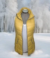 My Anorak Long Down Vest Nylon Puffer Jacket Winter 50172CAM Womens Small Yellow