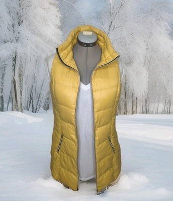 My Anorak Long Down Vest Nylon Puffer Jacket Winter 50172CAM Womens Small Yellow
