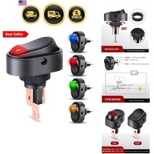 5PCS LED Lighted Rocker Switch 12V Illuminated ON Off Toggle Switches 30A 3Pi...