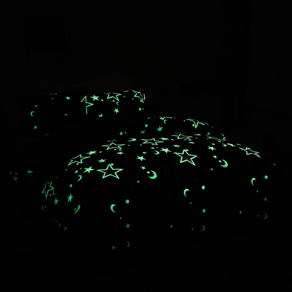 Juego de edredón Galaxy Glow in The Dark para niñas niños Queen Purple Universe St... Foto 3 de 4