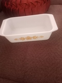 pyrex / corelle 913 loaf pan butterfly gold