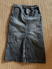 Long Denim Maxi Skirt Blue Jean Back Slit Western Country Prairie Y2K Sz 8