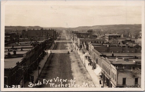 1909 ROCHESTER, Minnesota Real Photo RPPC Postcard "Bird's-Eye View" 1909 Cancel