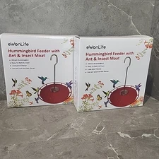 2 Hummingbird Feeder With Ant & Insect Moat Leak Proof Easy Refill And Clean New