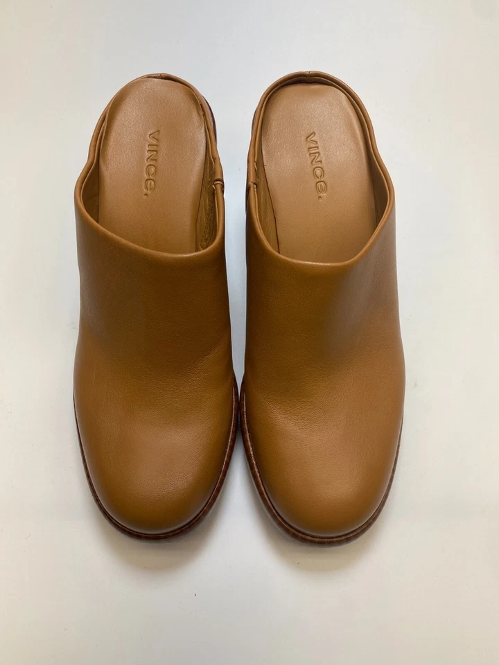 Tamanco plataforma feminino Vince Navina couro marrom tamanho 6.5 - Imagem 2 de 4