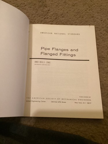 Vintage ASME 1981 Standard Pipe Flanges and Flanged Fittings Trade Paperback - Picture 8 of 9