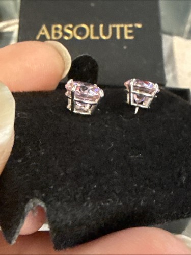 Absolute simulierte CZ Solitär rosa Ohrstecker Designer 10k weiß massiv Gold - Bild 6 von 24