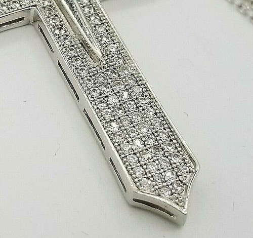 GM 925 Sterling Silver Rope Chain Celtic Double X Cross CZ Pendant 18' Necklace - Picture 5 of 10