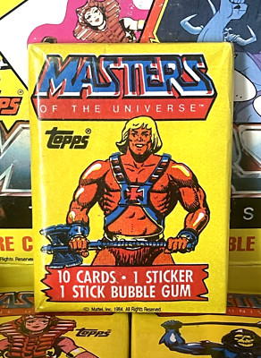 1984 TOPPS MASTERS OF THE UNIVERSE TV Show PACK 10 Cards 1 Sticker 1 Gum SEALED!