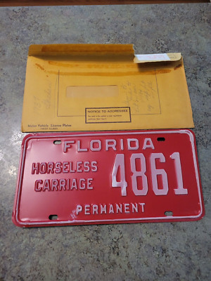 Vintage Bob Graham FLORIDA Horseless Carriage Permanent 4861 License Plate