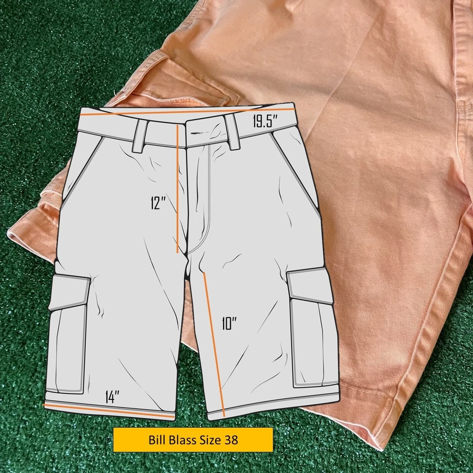 Pantalones Cortos Bill Blass Trail Aire Libre Senderismo Estilo Y2K Naranja Bolsillos Carga Talla 38 Foto 3 de 4