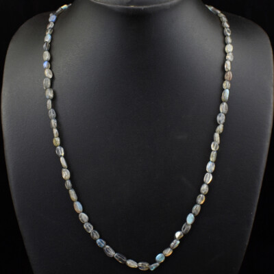 Damen Schmuck 85,00 kt Natürlicher Labradorit Ovale Form Perlen Halskette NK 30E185