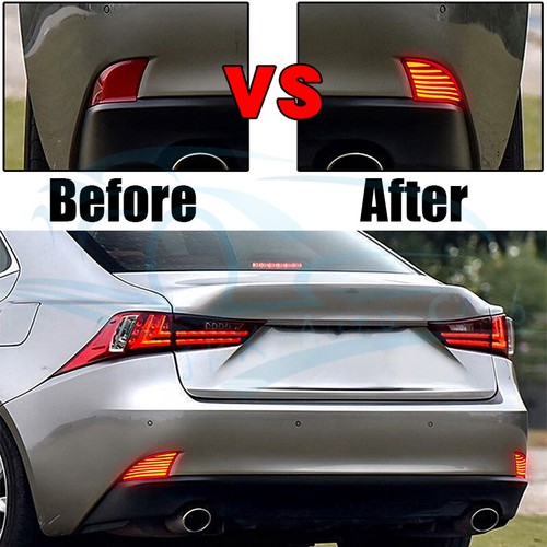 For 14-15 Lexus IS250 14-21 IS300 IS350 Smoked LED Rear Bumper Reflector Light o - Picture 2 of 8