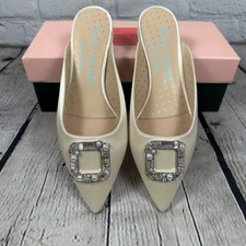 NEW Kate Spade Women  s Buckle Up Slide Mule Shoes Ivory Bridal Pointed Toe 5