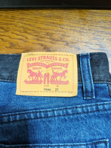 LEVI'S 502 Boys Regular Taper Denim Jean Shorts Colorblocked Blue - Picture 3 of 7