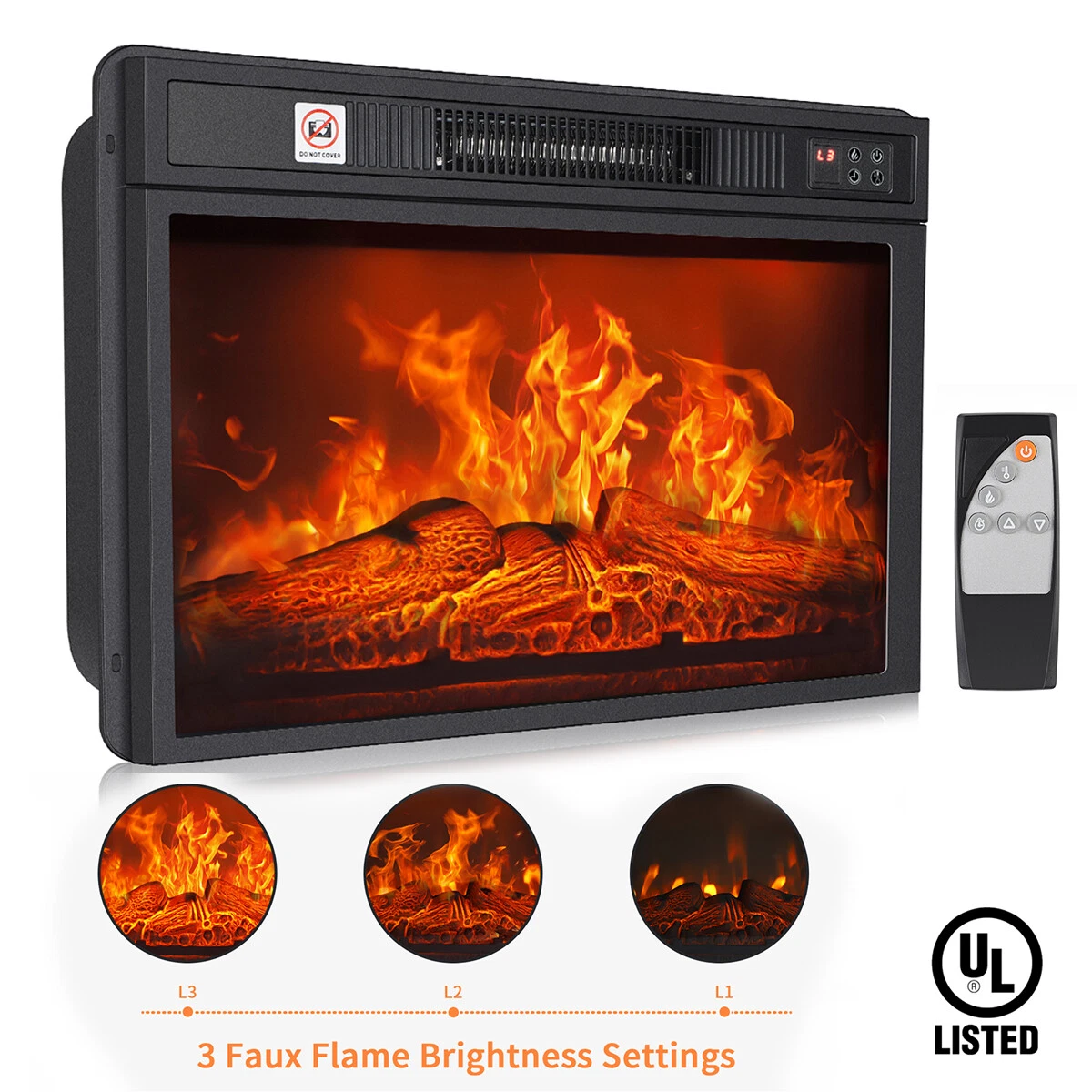 Home 1400W Embedded 23u0026#034; Electric Fireplace Insert Heater Log Flame  Remote New | eBay