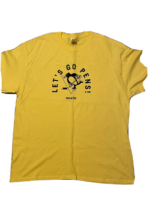 Pittsburgh Penguins Lets Go Pens T Shirt Xl Yellow Ebay