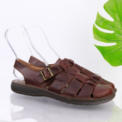 Born Mens Fisherman Sandal Size 14 M Brown Leather Strappy