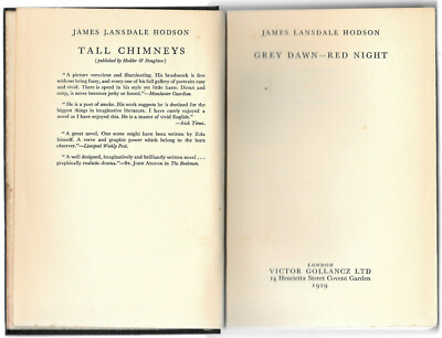 Grey Dawn - Red Night by James Lansdale Hodson (1929 First Edition Hardback) 