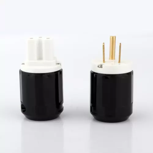 Paar Gold/Rhodiniert US AC Audio Netzstecker IEC C15 HiFi Stromkabel Stecker - Bild 12 von 31