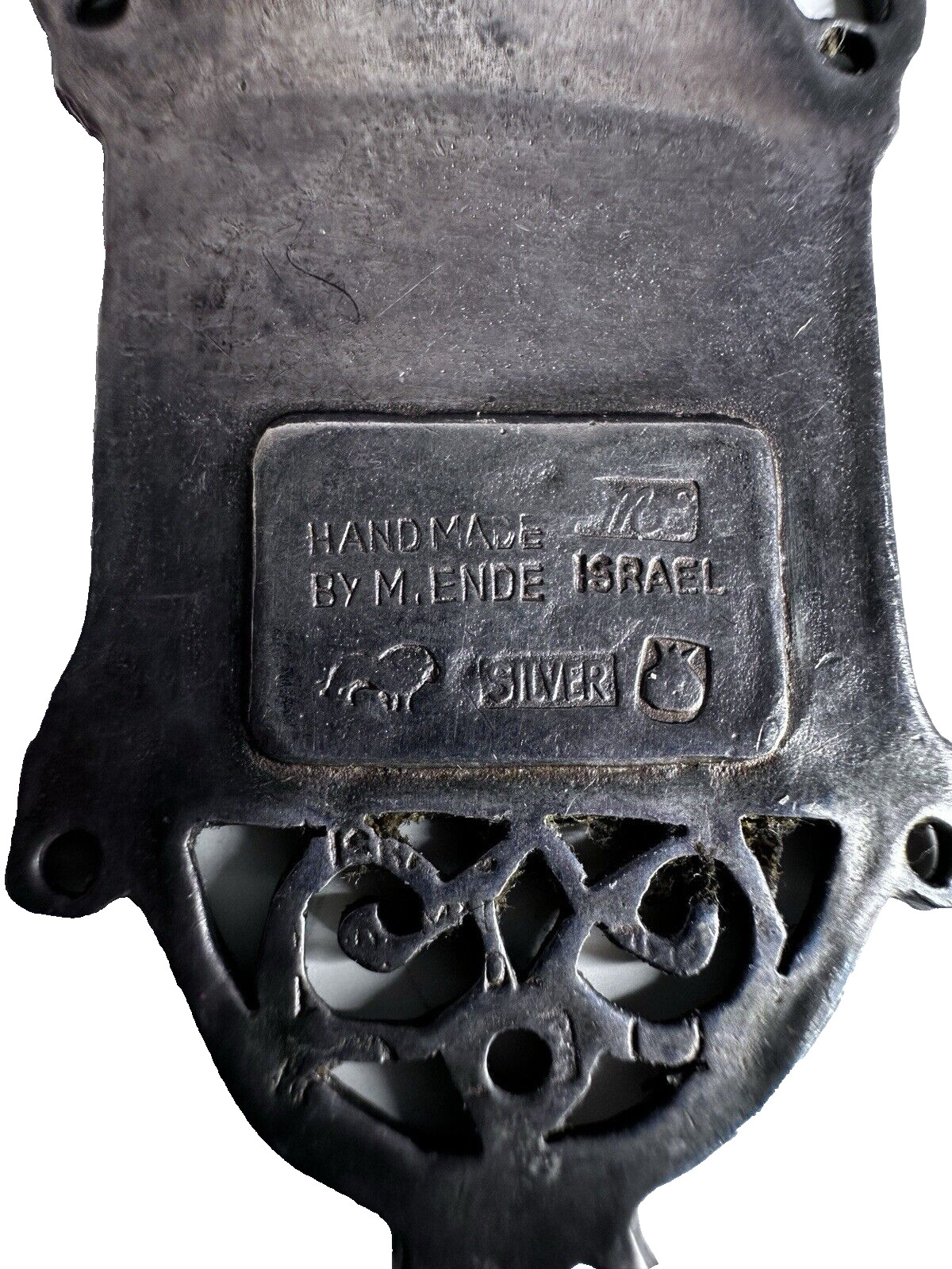 Michael Ende Silver Judaica Hebrew Bless & Be Happy Pendant Necklace Israel