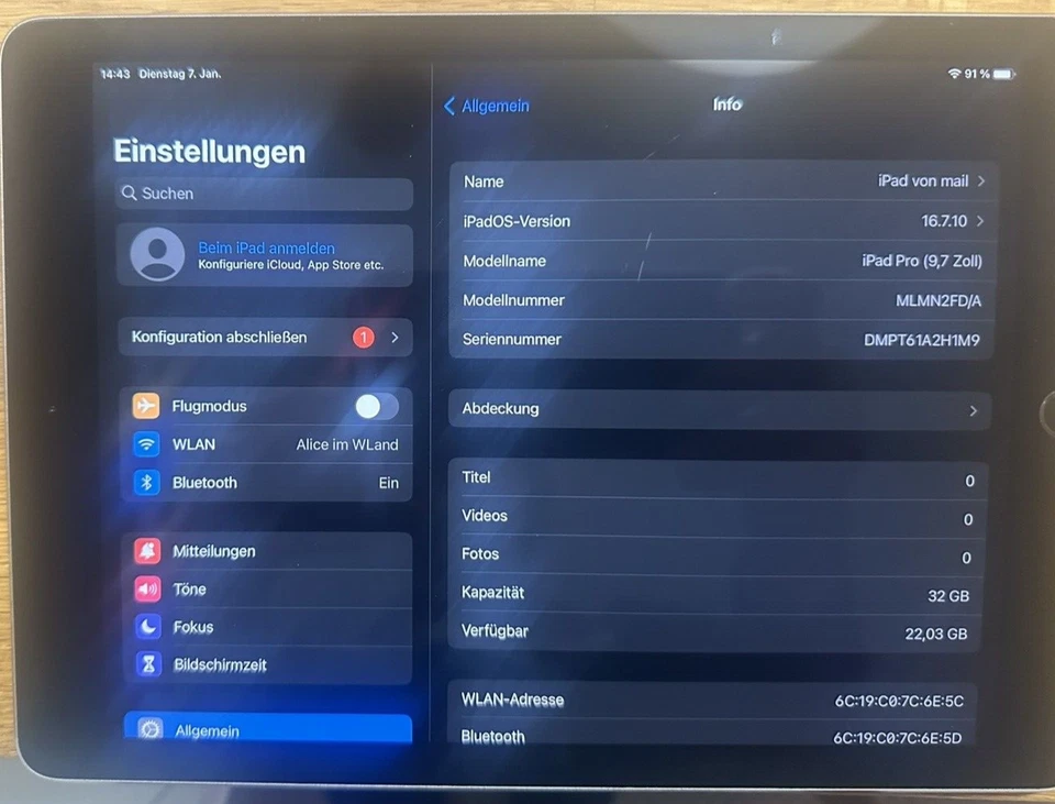 Apple iPad Pro 9,7" A1673 | 32 GB | WLAN | Guter Zustand | Ohne Zubehör - Bild 2 von 4