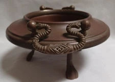 ANTIQUE LATE 1800s MIDDLE EASTERN BRASS & HAMMERED COPPER INSERT TRIPOD BRAZIER