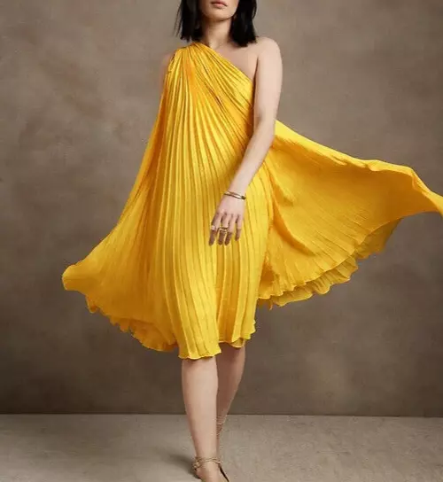 NWT Banana Republic RT 200 Yellow Radiant One Shoulder Pleated
