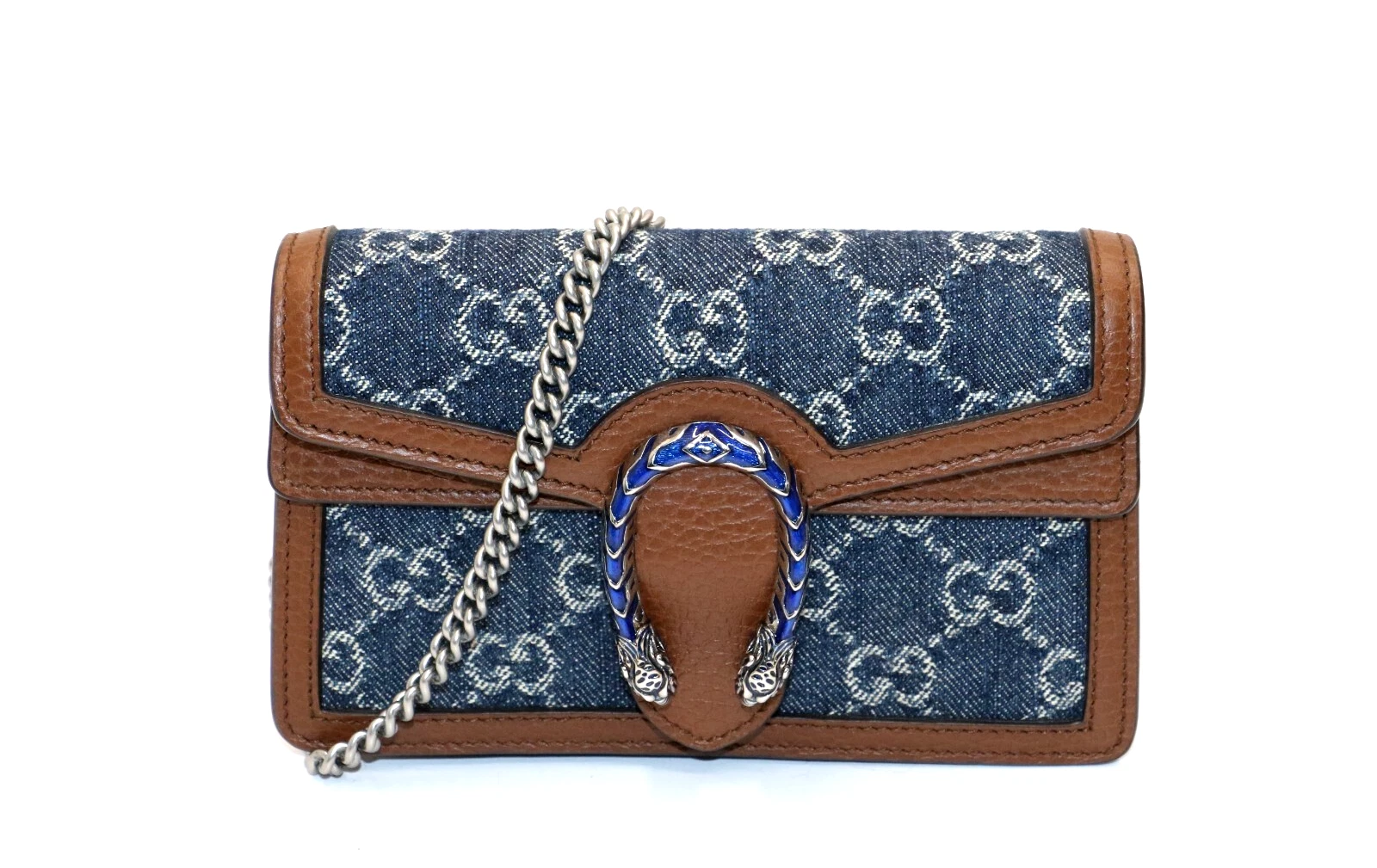 Sac à bandoulière Gucci Denim GG monogramme Super Mini Dionysus   Bleu/Marron