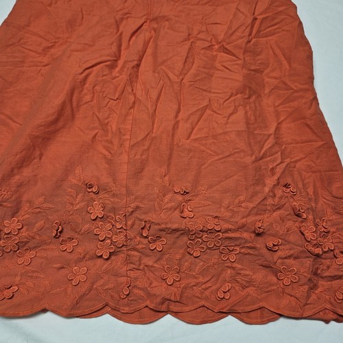 Joe Fresh Womens Dress Orange Peach Sleeveless Size Medium Half Zip Lined Floral - Picture 9 of 10