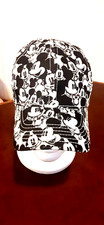 Disney  Black and White Mickey Mouse Cap Hook and Loop Closure Curved Bill