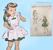 Du Barry 5672: 1940s Baby Girls WWII Pinafore Apron Sz 1 Vintage Sewing Pattern