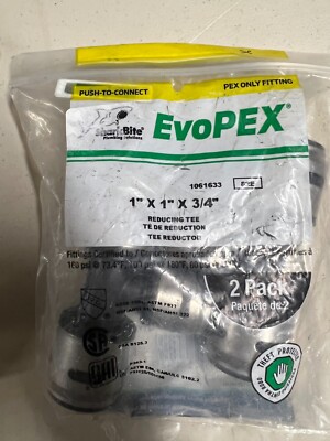 2 Pack SharkBite EvoPEX Reducing Tee - 1'' x 1'' x 3/4''