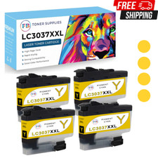 4 pk Yellow Ink Cartridge for Brother LC3037 LC-3037XXL for MFC-J5845DW MFC-J594