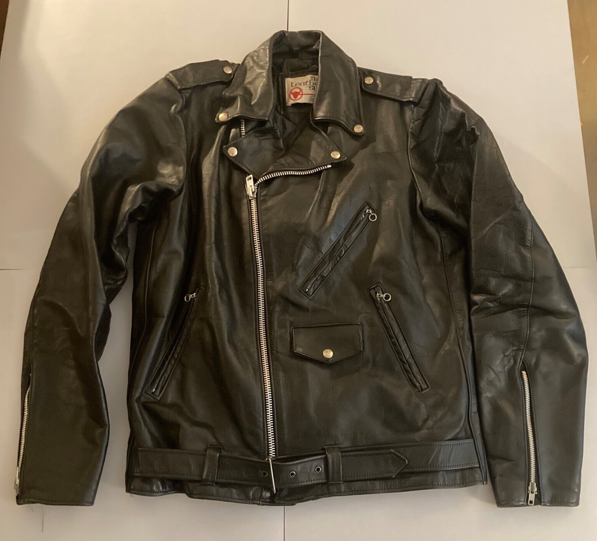 VTG Leather Biker Jacket Sears The Leather Shop Mens 44 X VTG Leather Biker Jacket Sears The Leather Shop Mens 44 X