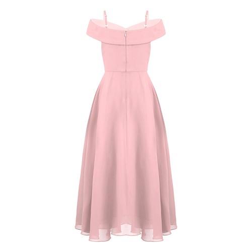 Kids Girls Chiffon Off Shoulder Flower Dress Wedding Party Prom Formal Ball Gown - Picture 20 of 56