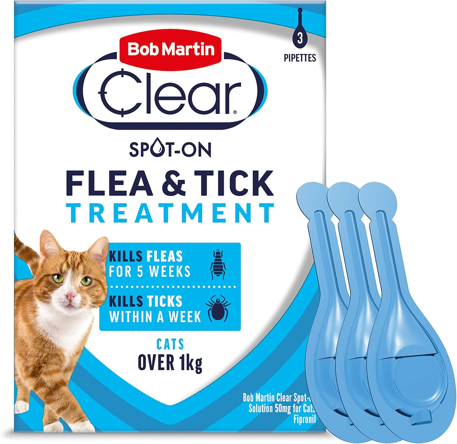 Bob Martin Clear Spot on Flea Treatment for Cats & Kittens - Kills Fleas & Ticks