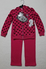NEW GIRLS HELLO KITTY 2 PIECE PINK ZIP UP JACKET  PANTS SET SZ 5 NWT 44