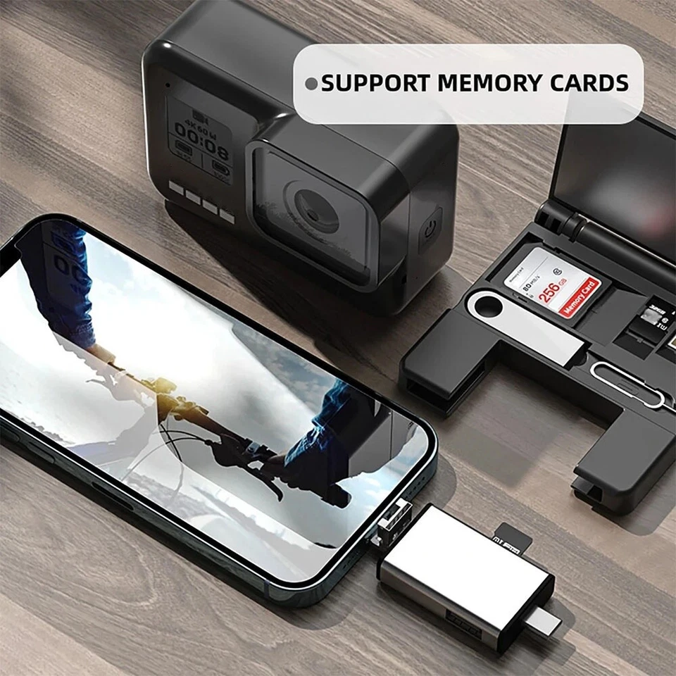 7-in-1 USB-C OTG Adapter SD TF Memory Card Reader Storage Box For iPhone Samsung - Image 2 of 4
