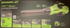 Greenworks 750 CFM 180 MPH 60V Leaf Blower - 4.0 AH HC Battery - 3 Amp Charger