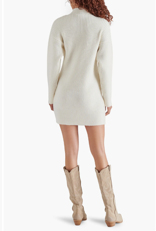 kallie long sleeve funnel neck rib mini sweater dress NEW Steve Madden Kallie Long Sleeve Funnel Neck Rib Mini Sweater Dress L