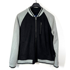 Ben Sherman The Original Faux Suede Bomber Jacket Mens XL Black Gray Full-Zip