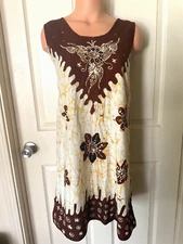 Vtg. Handmade in Indonesia, TOKO KERTIYASA 100% Cotton Batik Tank Dress