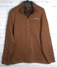 Eddie Bauer Men's Rust Brown Quarter Zip Pullover Sweater Size M